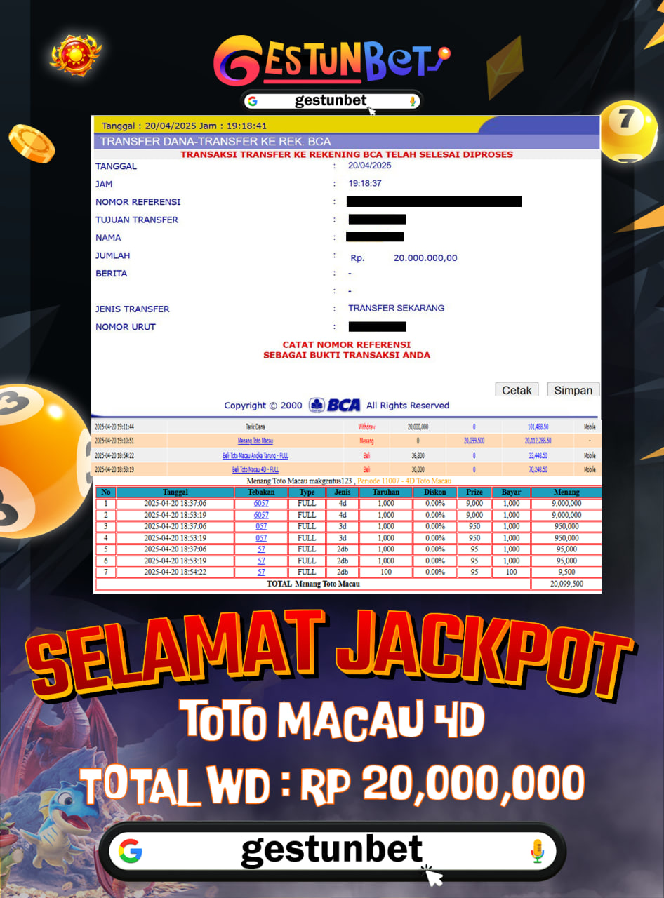 BUKTI JP GESTUNBET 20 APRIL 2025