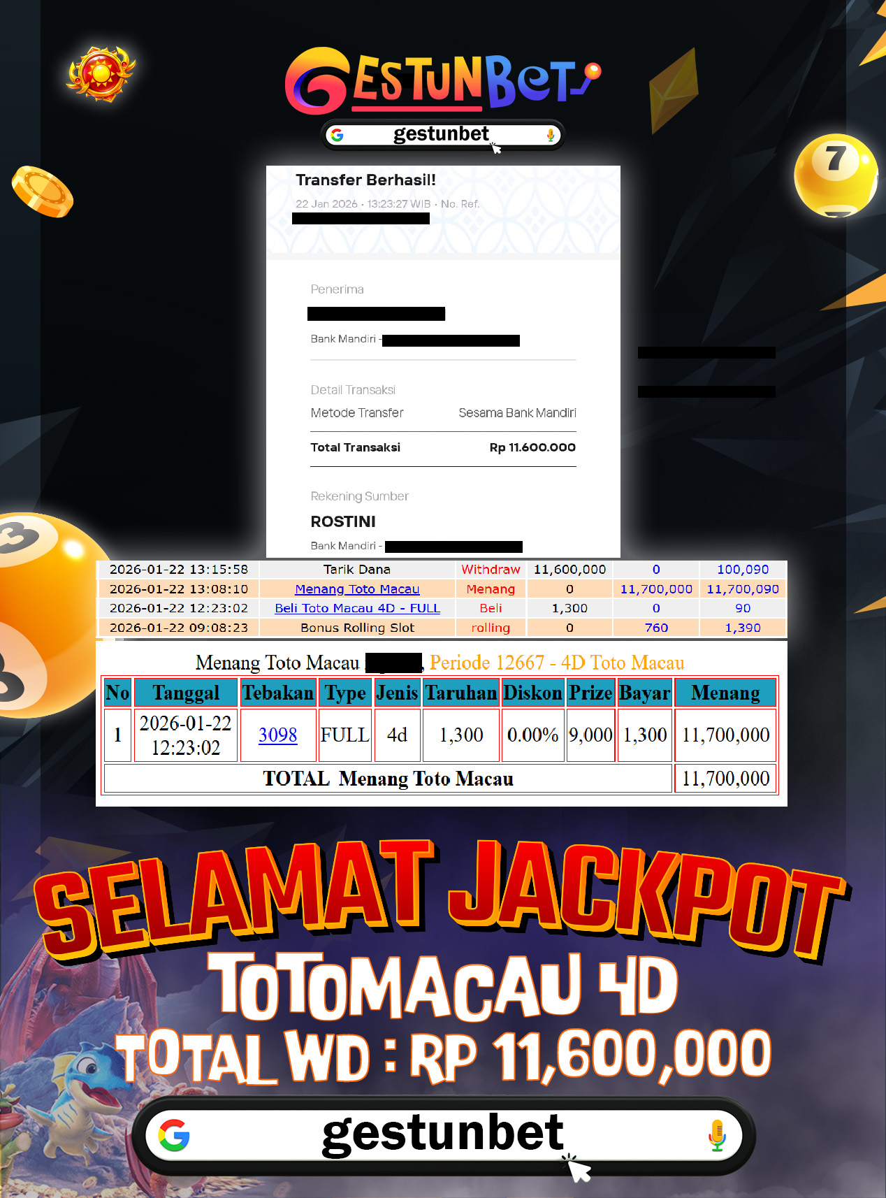 BUKTI JP GESTUNBET 22 JANUARI 2026