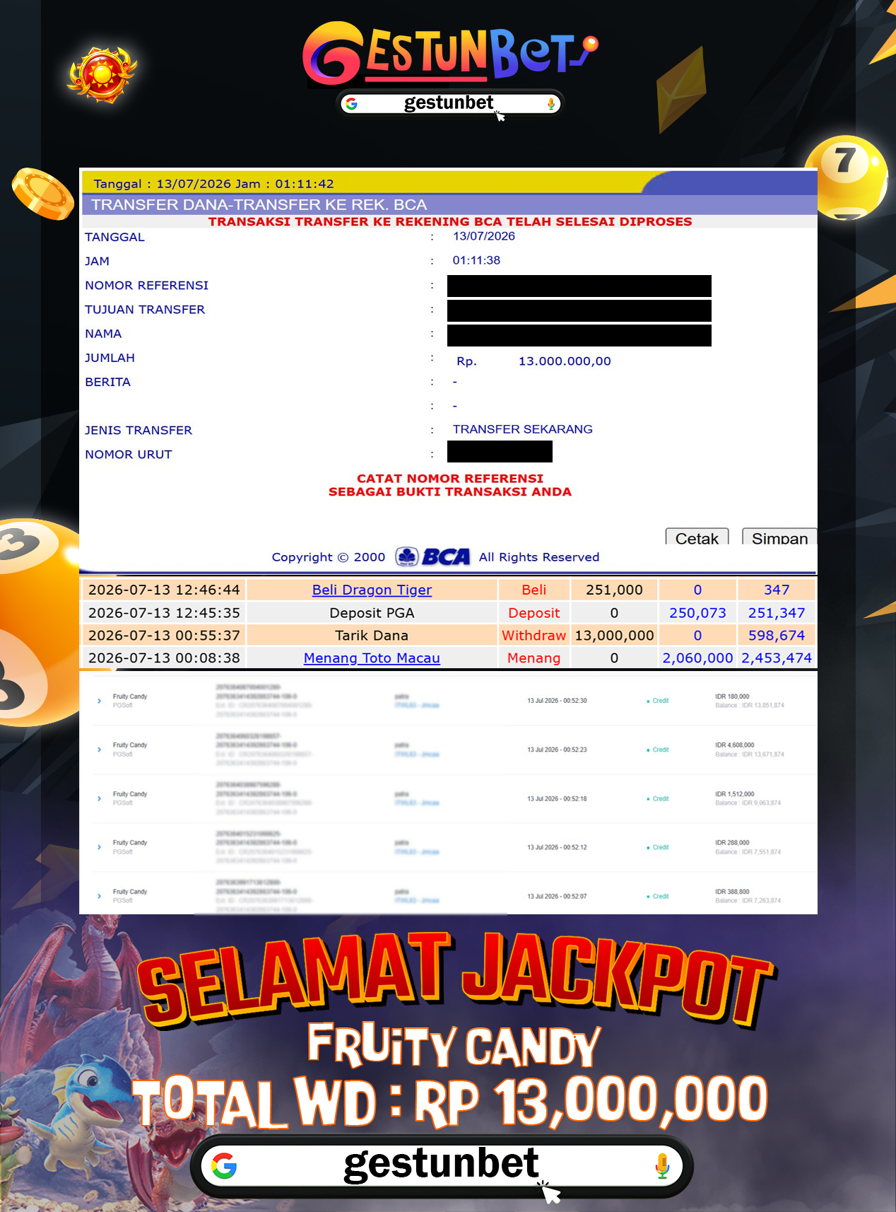 BUKTI JP GESTUNBET 13 JULI 2026