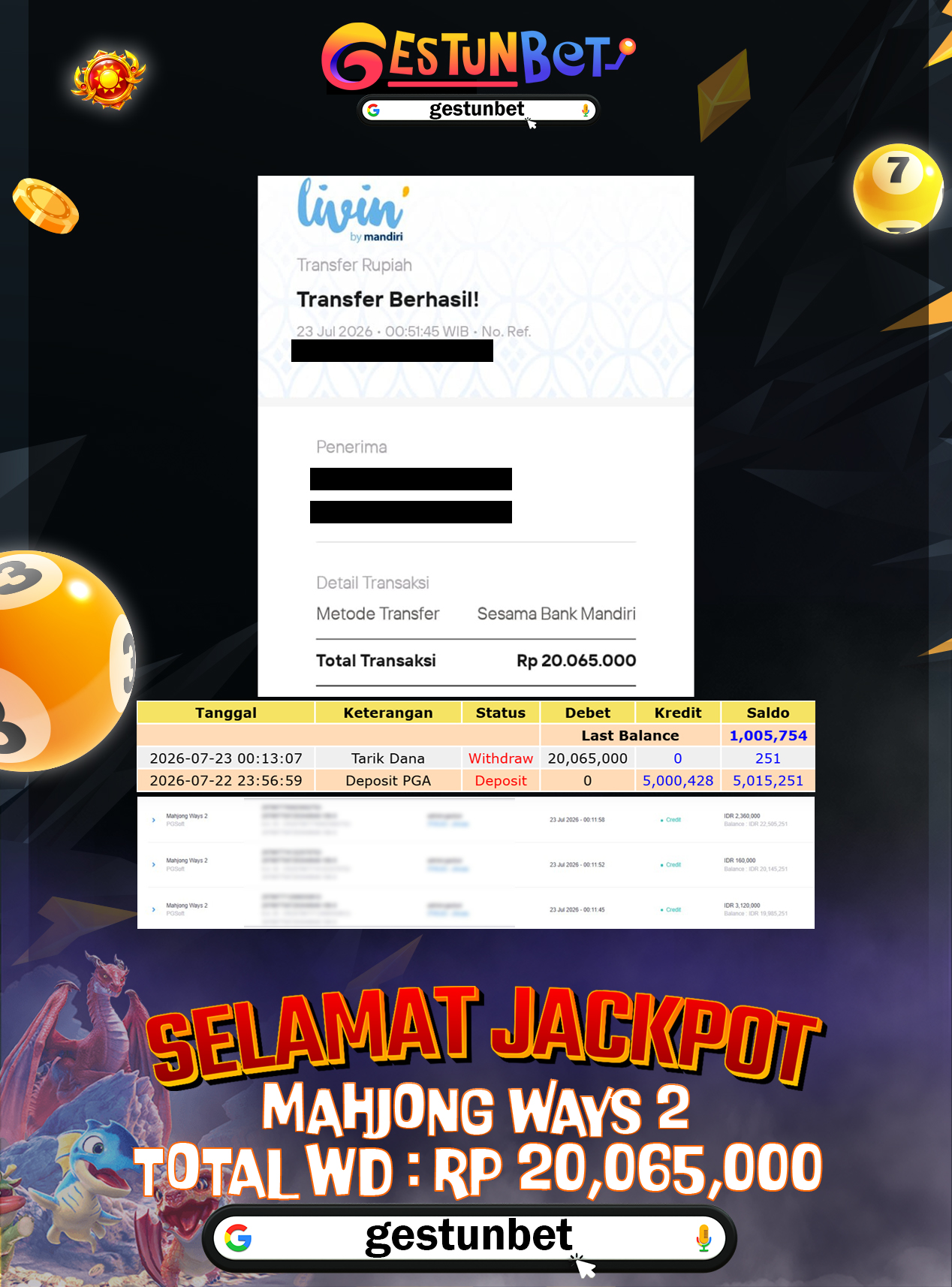 BUKTI JP GESTUNBET 23 JULI 2026